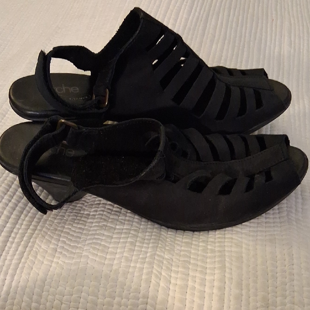 Arche Black Soexor Cutout Nubuck Heel Sandals Sling Back Size 38 / 7.5